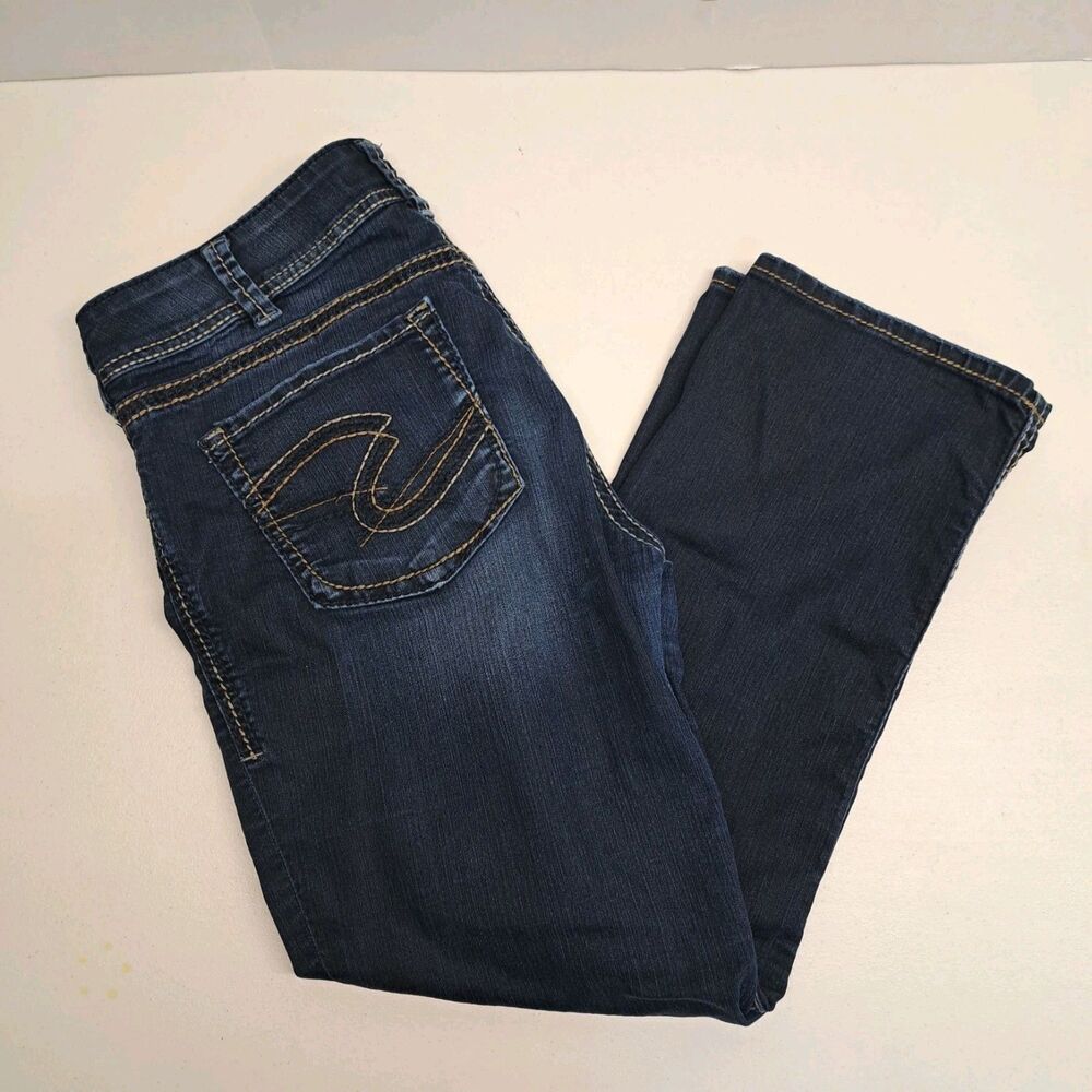 Silver Jeans Women's Size 32 Suki Capri Blue Dark Wash Denim - Picture 2 of 8